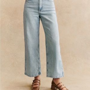 Sezane Le Crop Bleach Light Blue Jeans